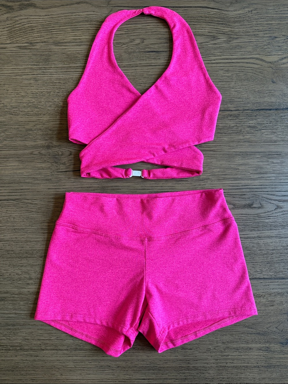 Girls Hot Pink Dance Halter Crop Top & Shorts Set